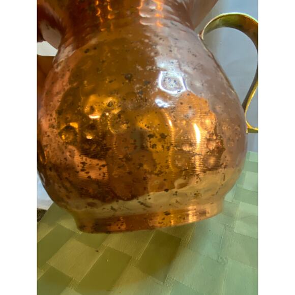 Hammered Copper Shiny Pitcher Vase BrassHandle Decorative Only. 6 inch tall VGUC - Picture 11 of 15